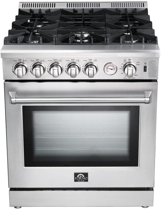 Forno 30″ Lseo Gas Burner / Gas Oven in Stainless Steel 5 Italian Burners, FFSGS6275-30