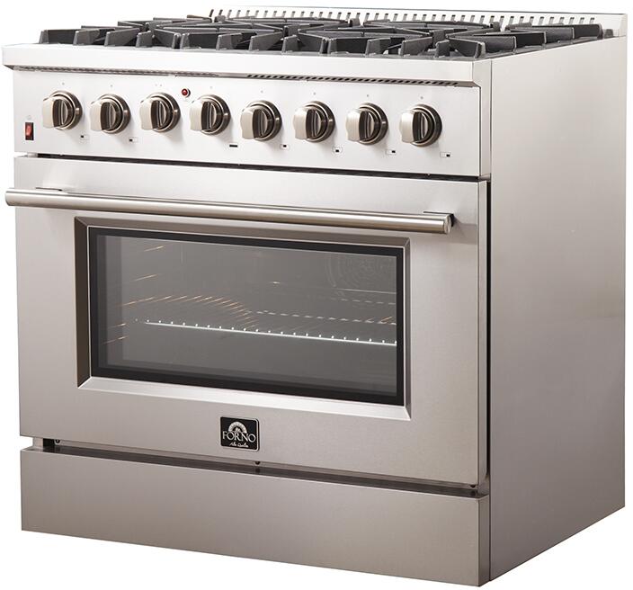 Forno 36″ Galiano Gas Burner / Electric Oven in Stainless Steel 6 Italian Burners, FFSGS6156-36