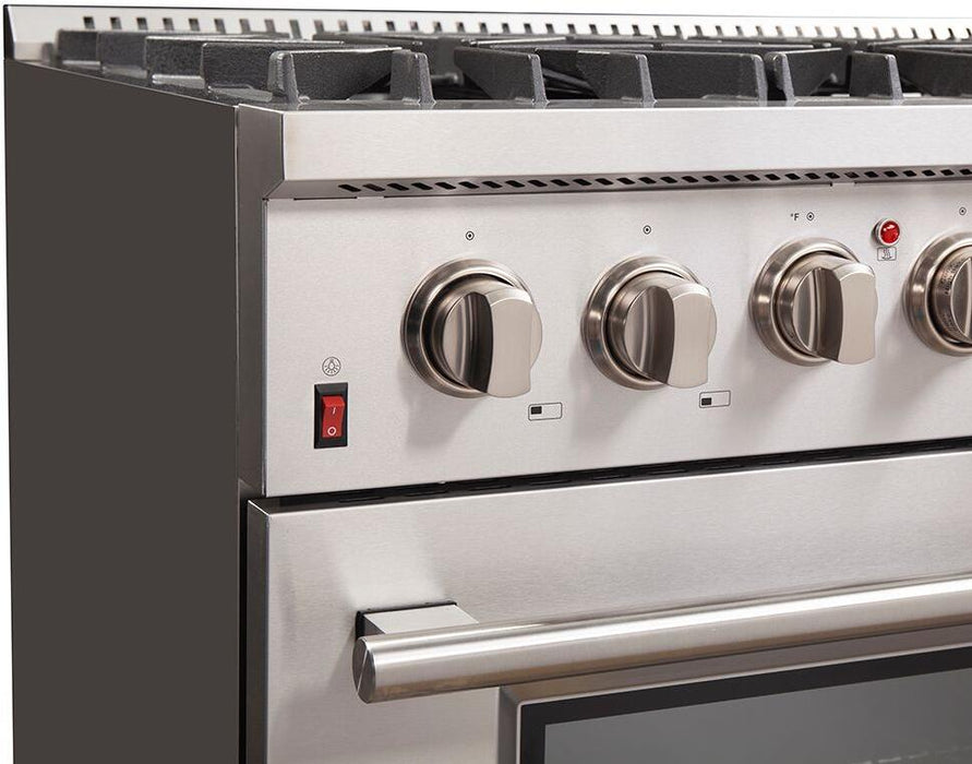 Forno 36″ Galiano Gas Burner / Electric Oven in Stainless Steel 6 Italian Burners, FFSGS6156-36