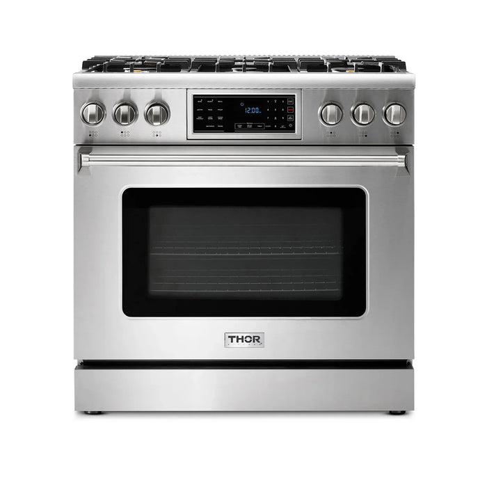 Thor Kitchen Appliance Package - 36 In. Propane Gas Range, Range Hood, Refrigerator, Dishwasher, Wine Cooler, AP-TRG3601LP-4