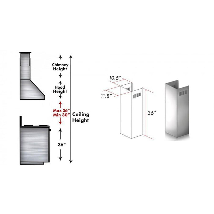 ZLINE 1 Piece Chimney Extension for 10ft Ceiling (1PCEXT-696)