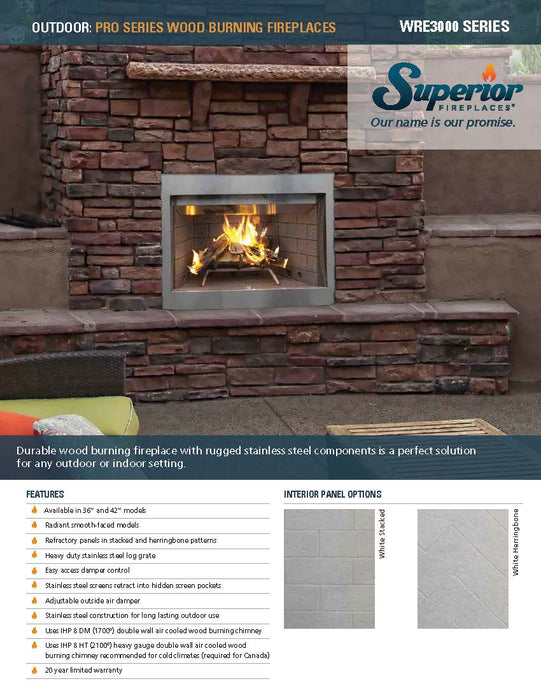 Superior WRE3036 Wood Burning Outdoor Fireplace