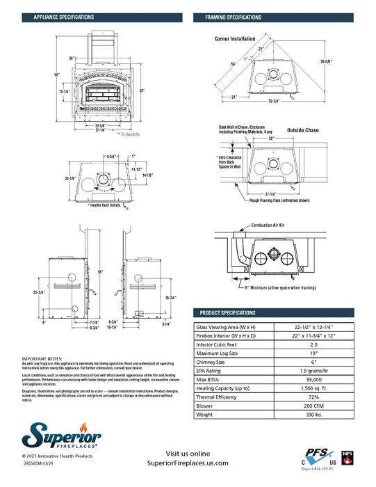 Superior WCT6920 Wood Burning Fireplace