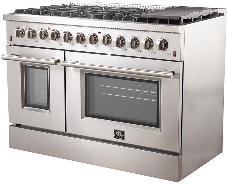 Forno Appliance Package - 48 Inch Dual Fuel Range, Wall Mount Range Hood, Microwave Drawer, AP-FFSGS6156-48-3