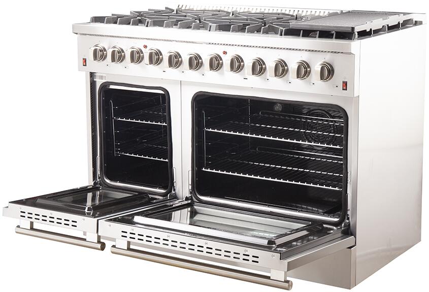 Forno Appliance Package - 48" Gas Burner, Electric Oven Range, Range Hood, 60" Refrigerator, Dishwasher, AP-FFSGS6156-48-16