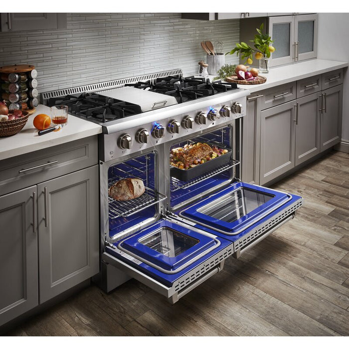 Thor Kitchen 48" Professional Propane Dual Fuel Range in Stainless Steel, HRD4803ULP