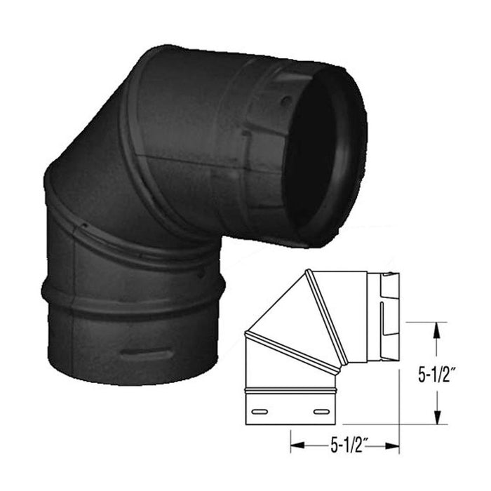 Majestic PelletVent Pro DV-4PVP-E90B 4" 90 Degree Black Elbow