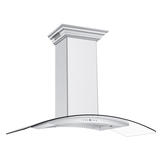 ZLINE 48" Ducted Wall Mount Range Hood in Stainless Steel & Glass with CrownSound®  Built-in Bluetooth Speakers, KN4CRN-BT-48