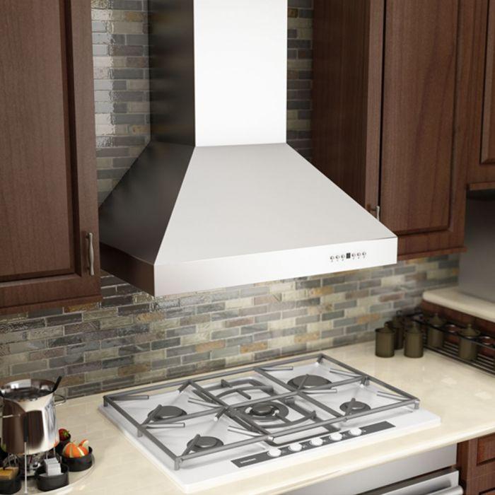 ZLINE 42" Professional Ducted Wall Mount Range Hood in Stainless Steel with Crown Molding, 667CRN-42