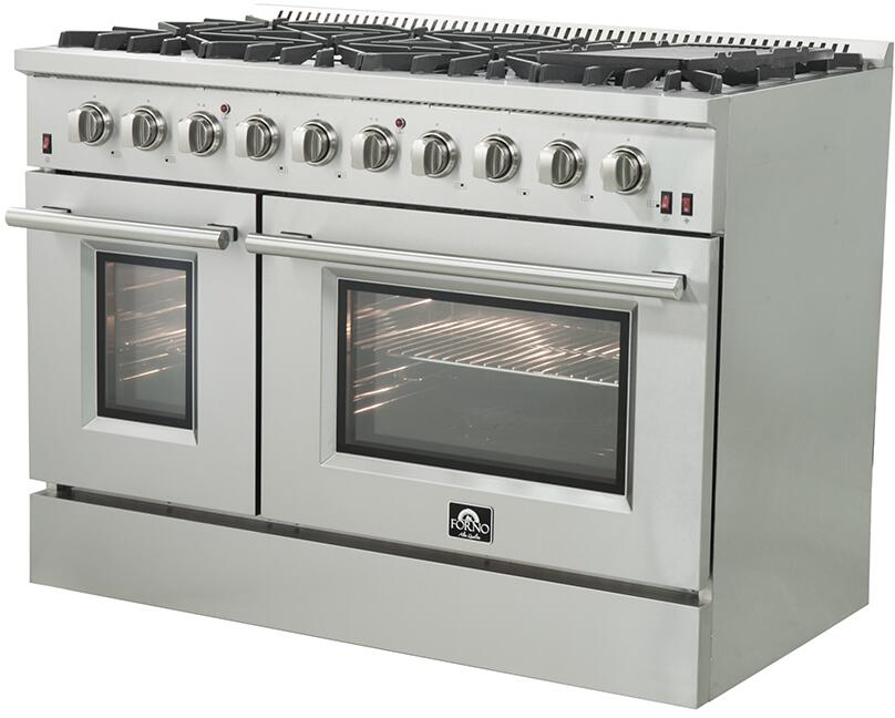 Forno 48" Freestanding Gas Range with 8 Sealed Burners in Stainless Steel, FFSGS6244-48