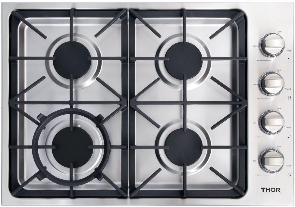 Thor Kitchen 30" Drop-in Gas Cooktop in Stainless Steel, TGC3001LP