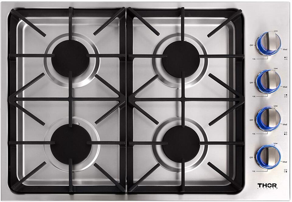 Thor Kitchen 30" Drop-in Natural Gas Cooktop in Stainless Steel, TGC3001