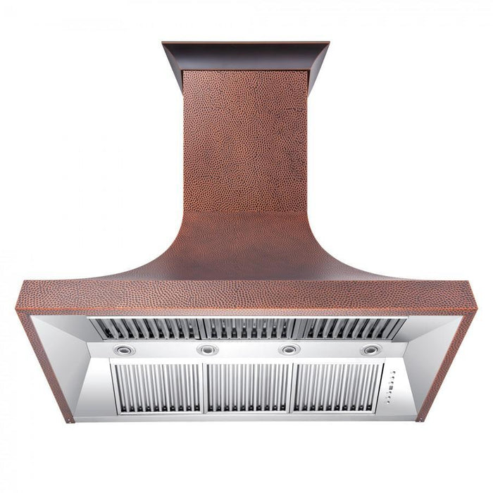 ZLINE 48" Designer Series Hand-Hammered Copper Finish Wall Range Hood, 8632H-48