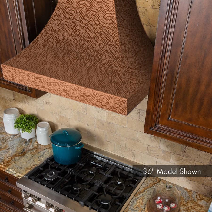 ZLINE 48" Designer Series Hand-Hammered Copper Finish Wall Range Hood, 8632H-48