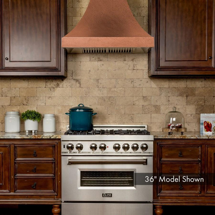 ZLINE 48" Designer Series Hand-Hammered Copper Finish Wall Range Hood, 8632H-48