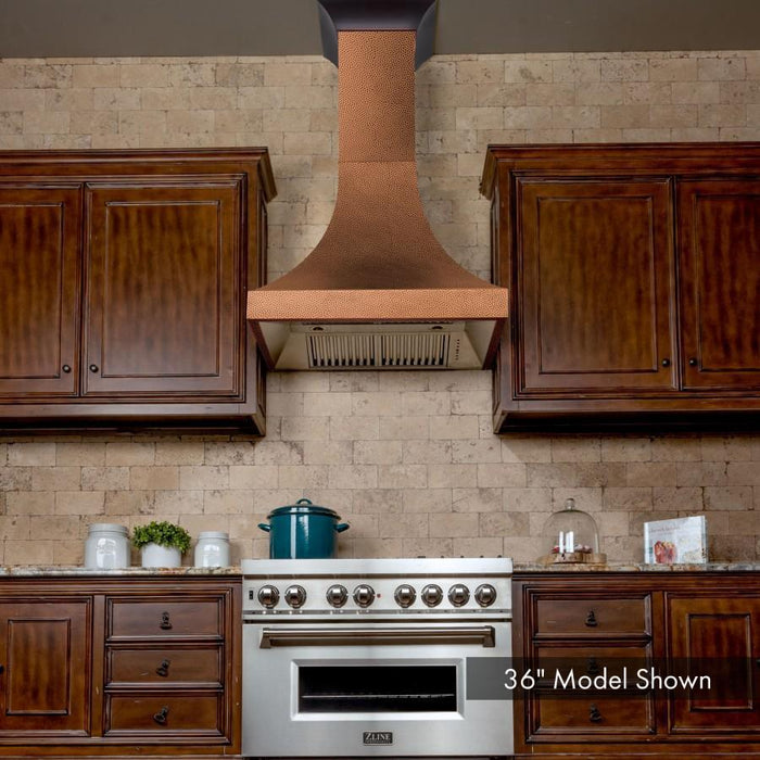 ZLINE 48" Designer Series Hand-Hammered Copper Finish Wall Range Hood, 8632H-48