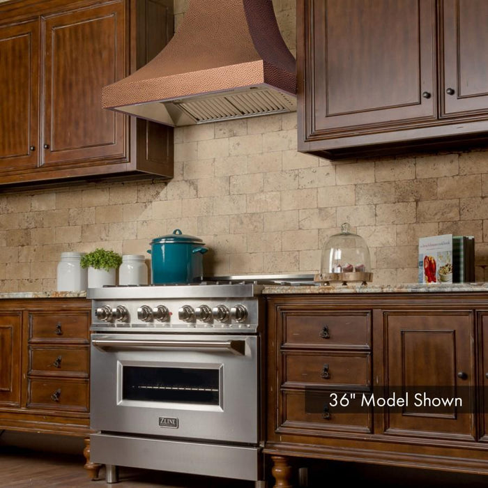 ZLINE 48" Designer Series Hand-Hammered Copper Finish Wall Range Hood, 8632H-48