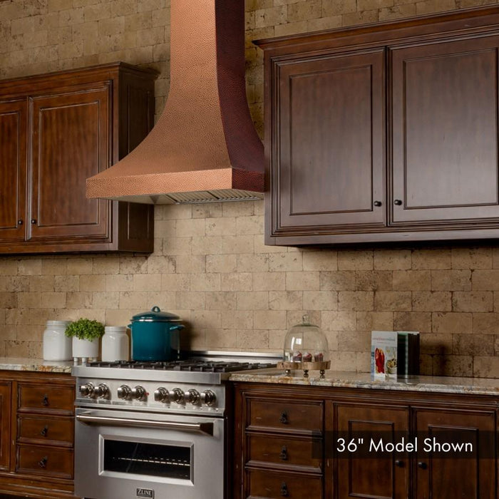 ZLINE 48" Designer Series Hand-Hammered Copper Finish Wall Range Hood, 8632H-48