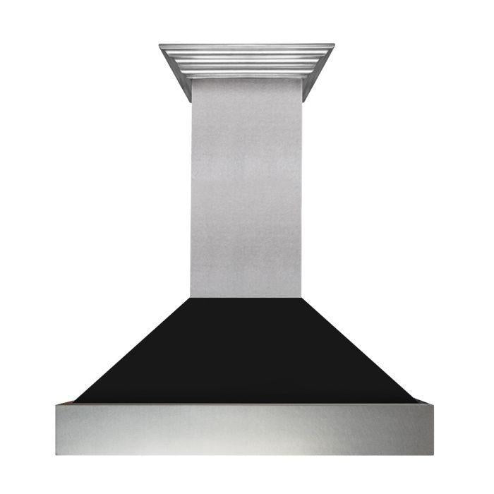 ZLINE 30" Ducted Wall Mount Range Hood in DuraSnow® Stainless Steel with Black Matte Shell, 8654BLM-30