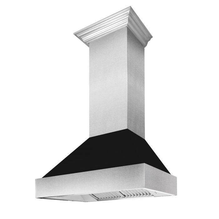 ZLINE 30" Ducted Wall Mount Range Hood in DuraSnow® Stainless Steel with Black Matte Shell, 8654BLM-30