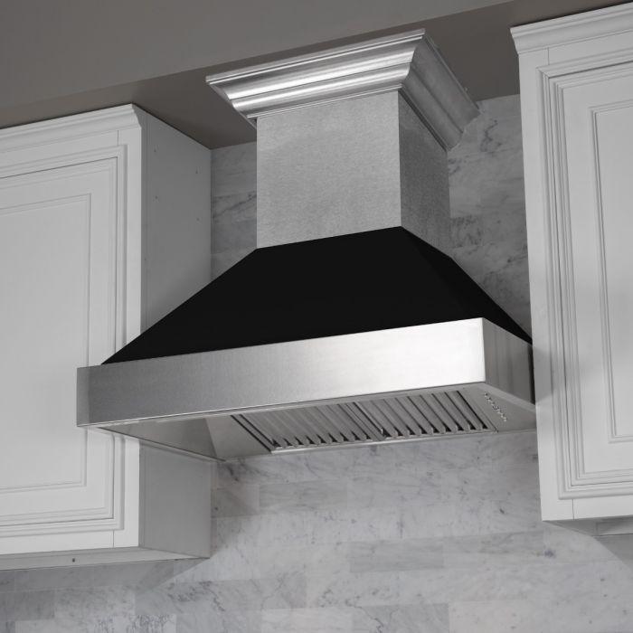 ZLINE 30" Ducted Wall Mount Range Hood in DuraSnow® Stainless Steel with Black Matte Shell, 8654BLM-30