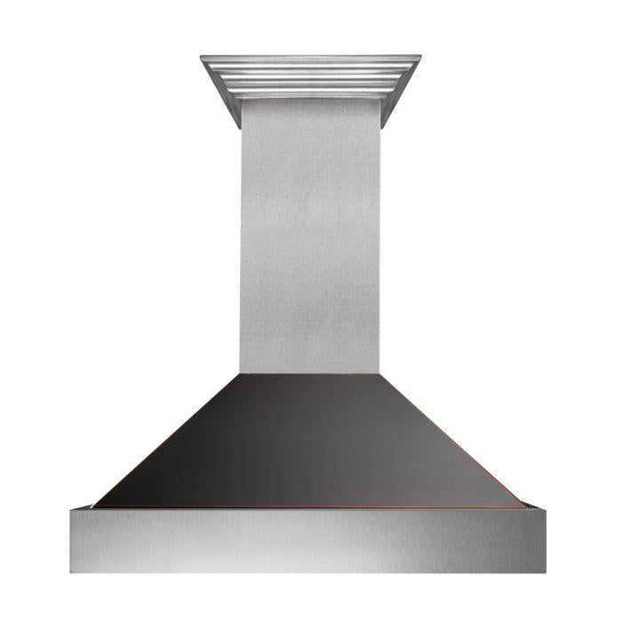 ZLINE 30" Wall Mount Range Hood in DuraSnow® Stainless Steel with Oil Rubbed Bronze Shell, 8654ORB-30