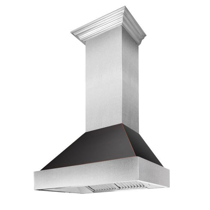 ZLINE 30" Wall Mount Range Hood in DuraSnow® Stainless Steel with Oil Rubbed Bronze Shell, 8654ORB-30