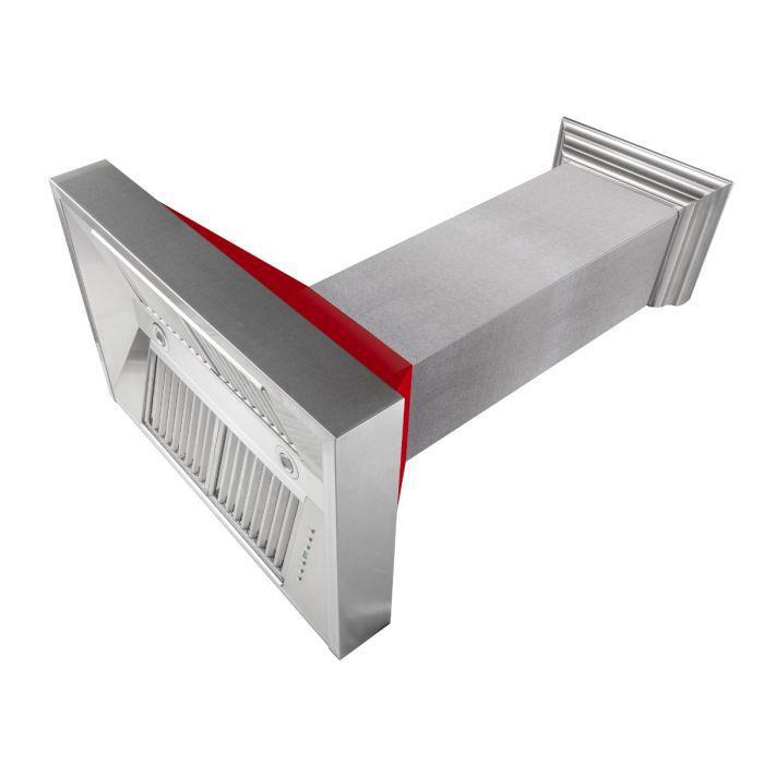 ZLINE 30" Wall Mount Range Hood in DuraSnow® Stainless Steel with Red Gloss Shell, 8654RG-30