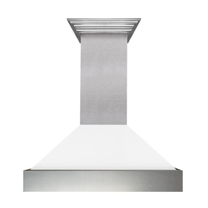 ZLINE 30" Wall Mount Range Hood in DuraSnow® Stainless Steel with White Matte Shell, 8654WM-30