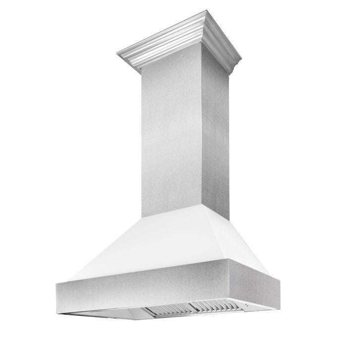 ZLINE 30" Wall Mount Range Hood in DuraSnow® Stainless Steel with White Matte Shell, 8654WM-30