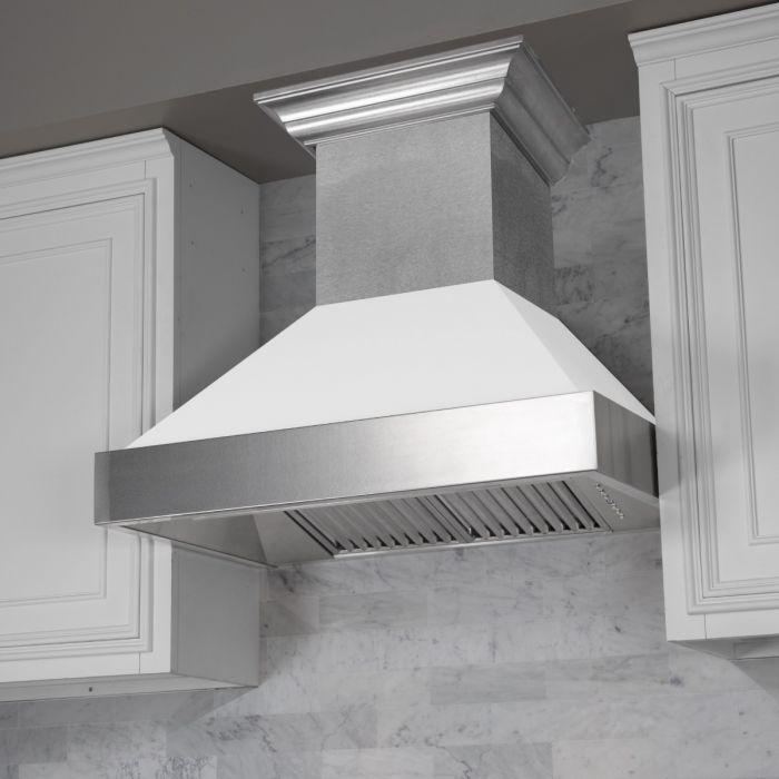 ZLINE 30" Wall Mount Range Hood in DuraSnow® Stainless Steel with White Matte Shell, 8654WM-30