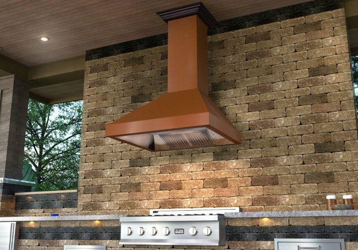 ZLINE 48" Wall Mount Range Hood in Copper with Crown Molding, 8667C-48