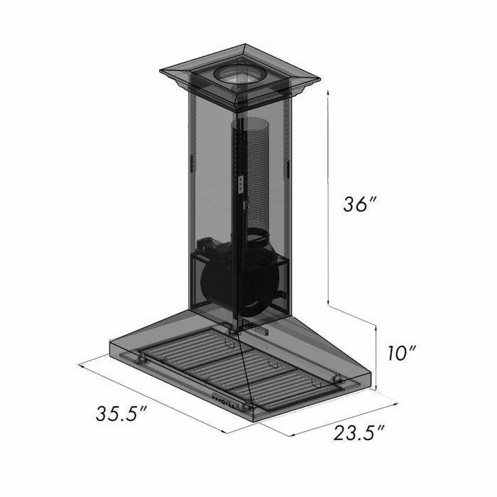 ZLINE 36" Designer Series Island Mount Range Hood in Copper Finish, 8KL3iC-36