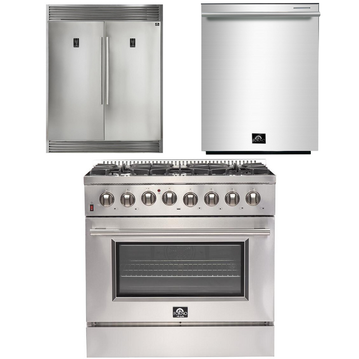 Forno Appliance Package - 36 Inch Dual Fuel Range, Dishwasher, 60 Inch Refrigerator, AP-FFSGS6156-36-5