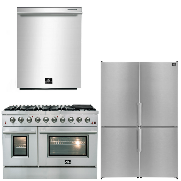 Forno Appliance Package - 48" Dual Fuel Range, Dishwasher, 48" Refrigerator, AP-FFSGS6156-48-11