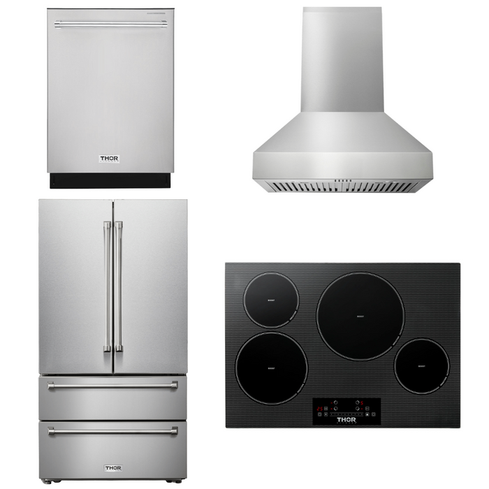 Thor Kitchen Appliance Package - 30 In. Induction Cooktop, Range Hood, Refrigerator, Dishwasher, AP-TIH30-W-2