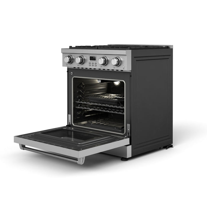 Thor Kitchen Appliance Package - 30" Natural Gas Range, Range Hood, Microwave Drawer, AP-ARG30-W-4