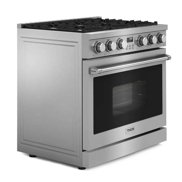 Thor Kitchen Appliance Package - 36" Natural Gas Range, Range Hood, AP-ARG36