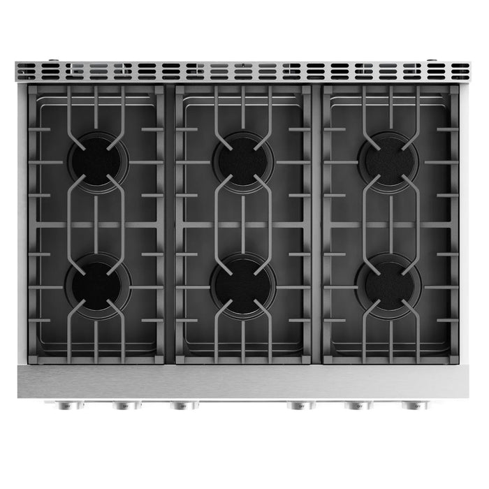 Thor Kitchen Appliance Package - 36" Natural Gas Range, Range Hood, Microwave Drawer, AP-ARG36-W-4