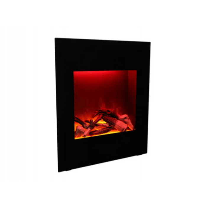 Amantii 24" Zero Clearance Electric Fireplace with Black Glass Surround and Log Set