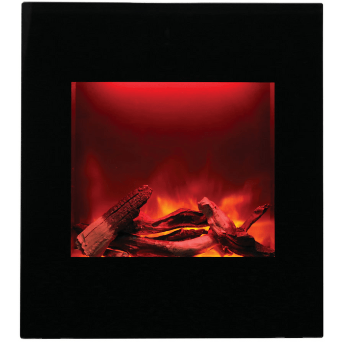 Amantii 24" Zero Clearance Electric Fireplace with Black Glass Surround and Log Set