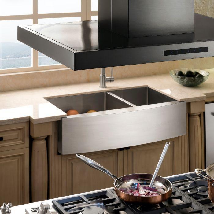 ZLINE 30" Convertible Island Mount Range Hood in Black Stainless Steel, BSKE2iN-30