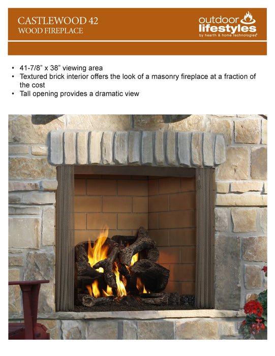 Majestic Castlewood 42" Traditional Outdoor Wood Burning Fireplace