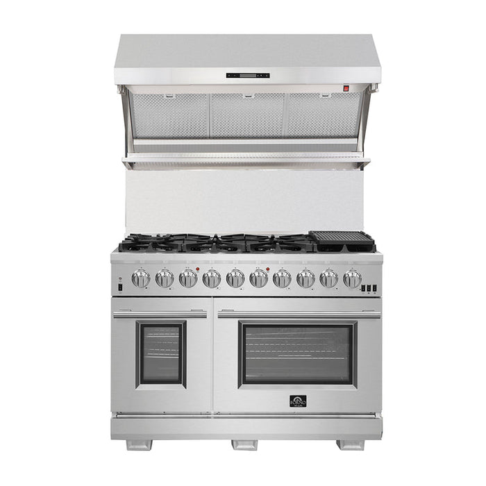 Forno Appliance Package - 48" Gas Range, 48" Range Hood, 48" Refrigerator, AP-FFSGS6244-48-10