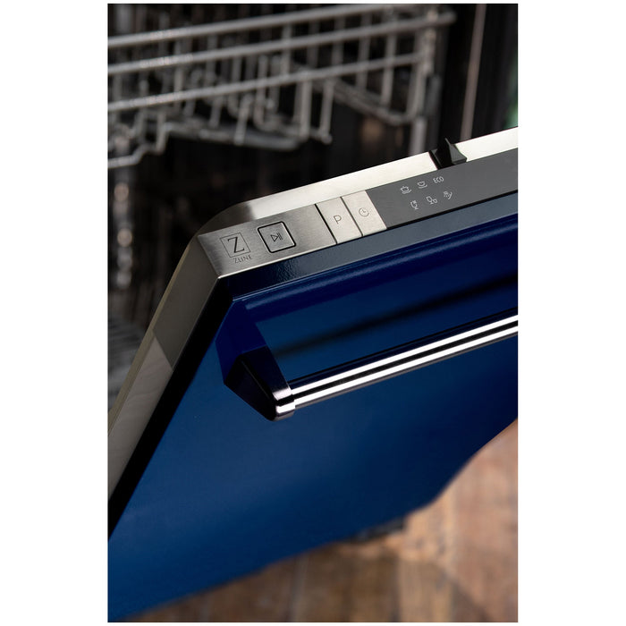 ZLINE 18" Classic Top Control Dishwasher in Blue Gloss Stainless Steel with Traditional Handle, DW-BG-18