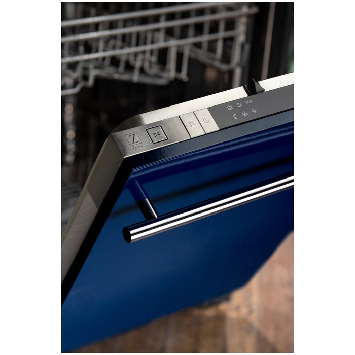 ZLINE 18" Classic Top Control Dishwasher in Blue Gloss Stainless Steel, DW-BG-H-18