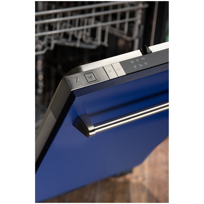 ZLINE 18" Classic Top Control Dishwasher in Blue Matte with Traditional Style Handle, DW-BM-18