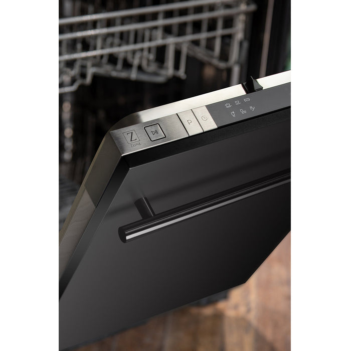 ZLINE 18" Compact Black Stainless Steel Top Control Dishwasher, DW-BS-H-18