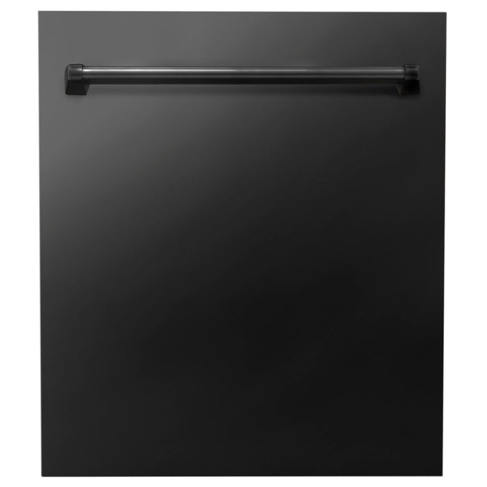 ZLINE Appliance Package - 30 in. Dual Fuel Range, Range Hood, Microwave & Dishwasher in Black Stainless Steel, 4KP-RABRH30-MWDW