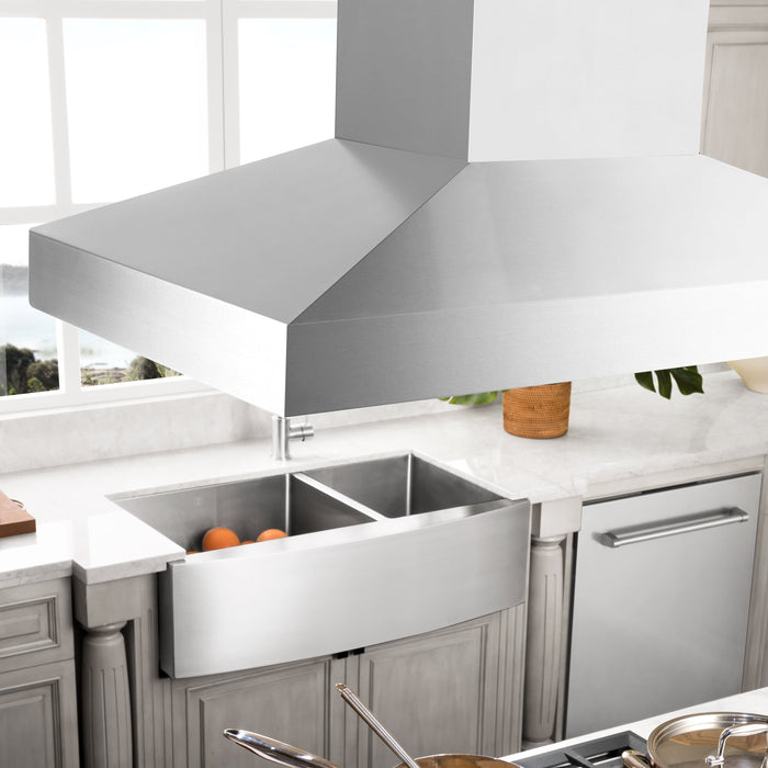 ZLINE 42" Island Mount Range Hood in Stainless Steel with CrownSound® Built-in Speakers, KL3iCRN-BT-42